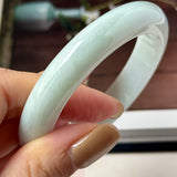 53.9mm A-Grade Natural Light Green Jadeite Modern Round Bangle No.152126