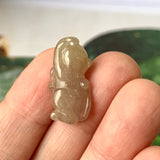 A-Grade Natural Brownish Yellow Pink Jadeite Monkey Pendant No.172199