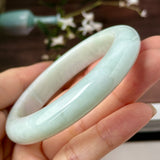 53.9mm A-Grade Natural Light Green Jadeite Modern Round Bangle No.152126