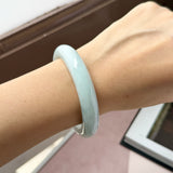 53.9mm A-Grade Natural Light Green Jadeite Modern Round Bangle No.152126
