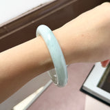 53.9mm A-Grade Natural Light Green Jadeite Modern Round Bangle No.152126