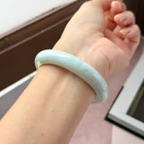 53.9mm A-Grade Natural Light Green Jadeite Modern Round Bangle No.152126