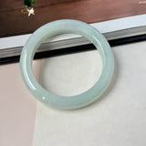 51.8mm A-Grade Natural Light Green Jadeite Modern Round Bangle No.152123