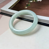 51.8mm A-Grade Natural Light Green Jadeite Modern Round Bangle No.152123