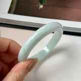 51.8mm A-Grade Natural Light Green Jadeite Modern Round Bangle No.152123