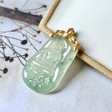 SOLD OUT: Icy A-Grade Natural Floral Jadeite Buddha Pendant No.172131