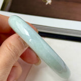 51.8mm A-Grade Natural Light Green Jadeite Modern Round Bangle No.152123