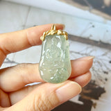 SOLD OUT: Icy A-Grade Natural Floral Jadeite Buddha Pendant No.172131