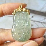 SOLD OUT: Icy A-Grade Natural Floral Jadeite Buddha Pendant No.172131