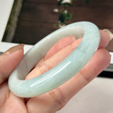 51.8mm A-Grade Natural Light Green Jadeite Modern Round Bangle No.152123