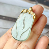 SOLD OUT: Icy A-Grade Natural Floral Jadeite Buddha Pendant No.172131