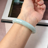 51.8mm A-Grade Natural Light Green Jadeite Modern Round Bangle No.152123