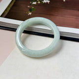 52mm A-Grade Natural Light Green Jadeite Modern Round Bangle No.152124
