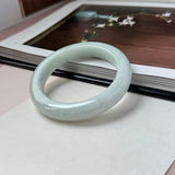 52mm A-Grade Natural Light Green Jadeite Modern Round Bangle No.152124