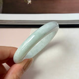52mm A-Grade Natural Light Green Jadeite Modern Round Bangle No.152124