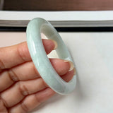 52mm A-Grade Natural Light Green Jadeite Modern Round Bangle No.152124