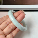 52mm A-Grade Natural Light Green Jadeite Modern Round Bangle No.152124