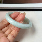 52mm A-Grade Natural Light Green Jadeite Modern Round Bangle No.152124