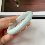 52mm A-Grade Natural Light Green Jadeite Modern Round Bangle No.152124