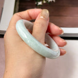 52mm A-Grade Natural Light Green Jadeite Modern Round Bangle No.152124