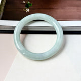 53.5mm A-Grade Natural Light Green Jadeite Traditional Round Bangle No.152127