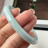 53.5mm A-Grade Natural Light Green Jadeite Traditional Round Bangle No.152127