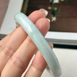 53.5mm A-Grade Natural Light Green Jadeite Traditional Round Bangle No.152127