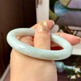 53.5mm A-Grade Natural Light Green Jadeite Traditional Round Bangle No.152127