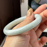 53.5mm A-Grade Natural Light Green Jadeite Traditional Round Bangle No.152127