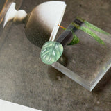 Icy A-Grade Natural Moss On Snow Jadeite Leaf Pendant No.172747