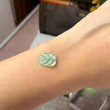 Icy A-Grade Natural Moss On Snow Jadeite Leaf Pendant No.172747