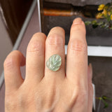 Icy A-Grade Natural Moss On Snow Jadeite Leaf Pendant No.172747