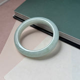 51.9mm A-Grade Natural Light Green Jadeite Modern Round Bangle No.152125