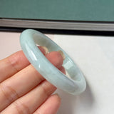 51.9mm A-Grade Natural Light Green Jadeite Modern Round Bangle No.152125