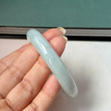 51.9mm A-Grade Natural Light Green Jadeite Modern Round Bangle No.152125