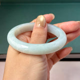 51.9mm A-Grade Natural Light Green Jadeite Modern Round Bangle No.152125