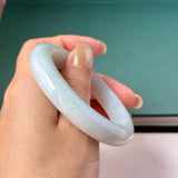51.9mm A-Grade Natural Light Green Jadeite Modern Round Bangle No.152125