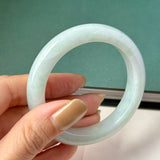51.9mm A-Grade Natural Light Green Jadeite Modern Round Bangle No.152125