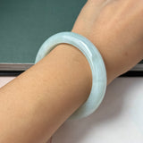 51.9mm A-Grade Natural Light Green Jadeite Modern Round Bangle No.152125