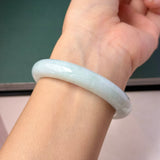 51.9mm A-Grade Natural Light Green Jadeite Modern Round Bangle No.152125