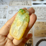 A-Grade Natural Green & Yellow Jadeite Ancient Ruins Pendant/ Display No.172137