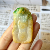 A-Grade Natural Green & Yellow Jadeite Ancient Ruins Pendant/ Display No.172137