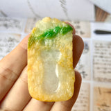 A-Grade Natural Green & Yellow Jadeite Ancient Ruins Pendant/ Display No.172137