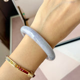 59.8mm A-Grade Natural Purple Jadeite Modern Round Bangle No.152128