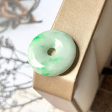 A-Grade Natural Moss on Snow Jadeite Donut Pendant No.220710