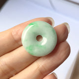 A-Grade Natural Moss on Snow Jadeite Donut Pendant No.220710