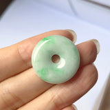 A-Grade Natural Moss on Snow Jadeite Donut Pendant No.220710