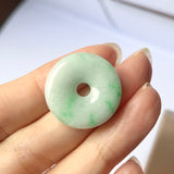 A-Grade Natural Moss on Snow Jadeite Donut Pendant No.220710