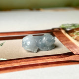 A-Grade Natural Greyish Blue Jadeite Pig Pendant No.172203