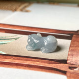 A-Grade Natural Greyish Blue Jadeite Pig Pendant No.172203